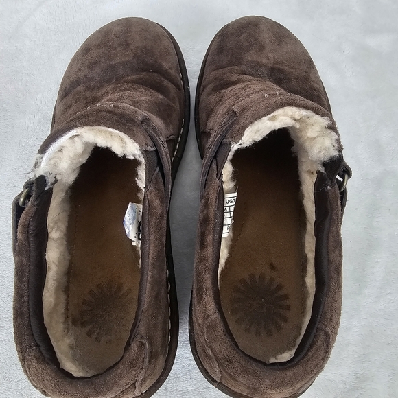 UGG Oleander Brown Suede Shearling Lined Comfort Clogs Slip-On Shoes Size 8 - Picture 6 of 11